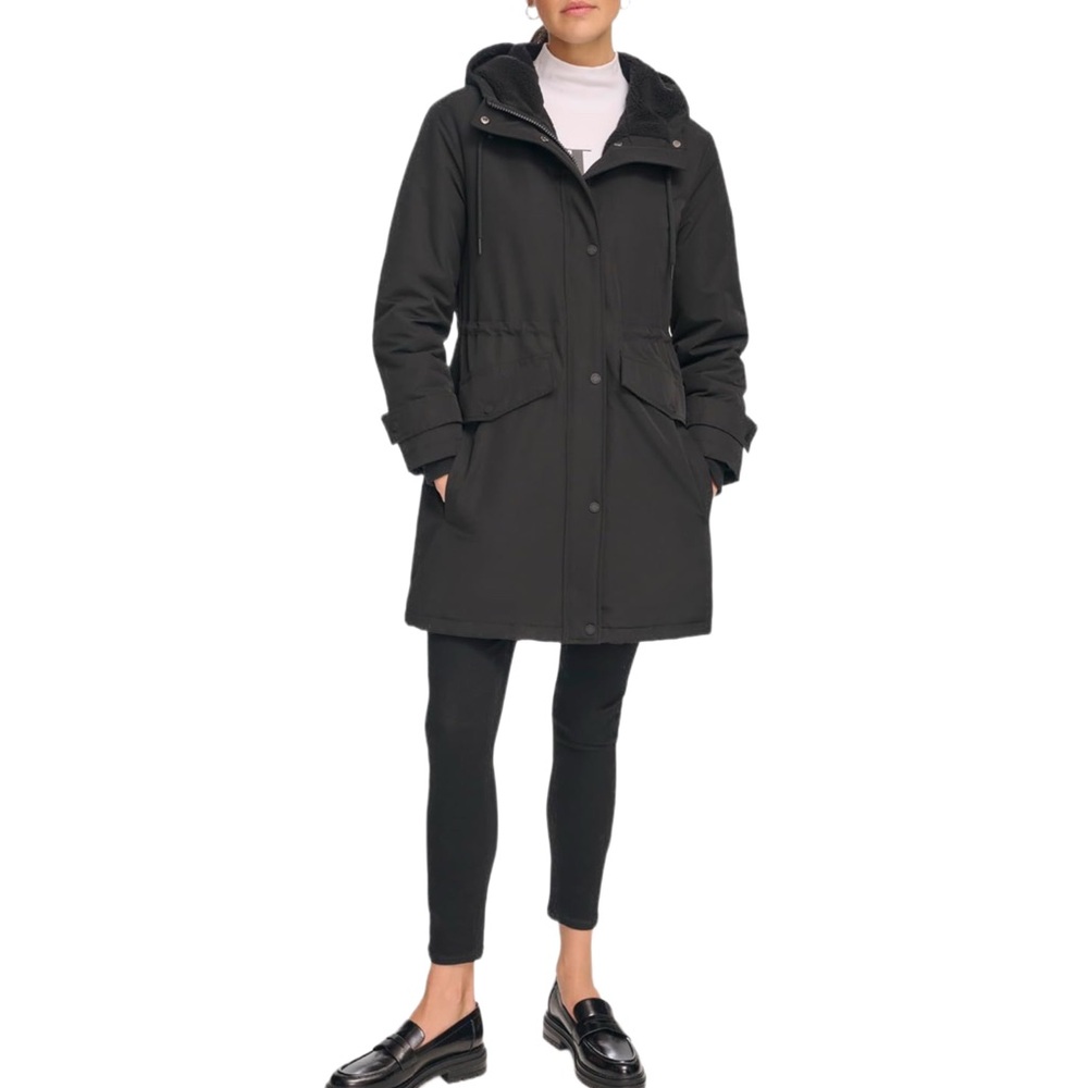 NWT Black Calvin Klein Fashion Anorak Trench Coat Sz Small‎